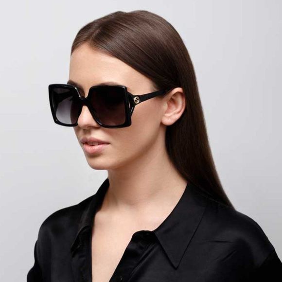 Gucci GG0876S 001 Sunglasses  Black Gray Gradient Oversized Women - Picture 1 of 10